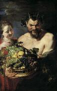 Peter Paul Rubens Satyr und Madchen mit Fruchtekorb oil painting reproduction